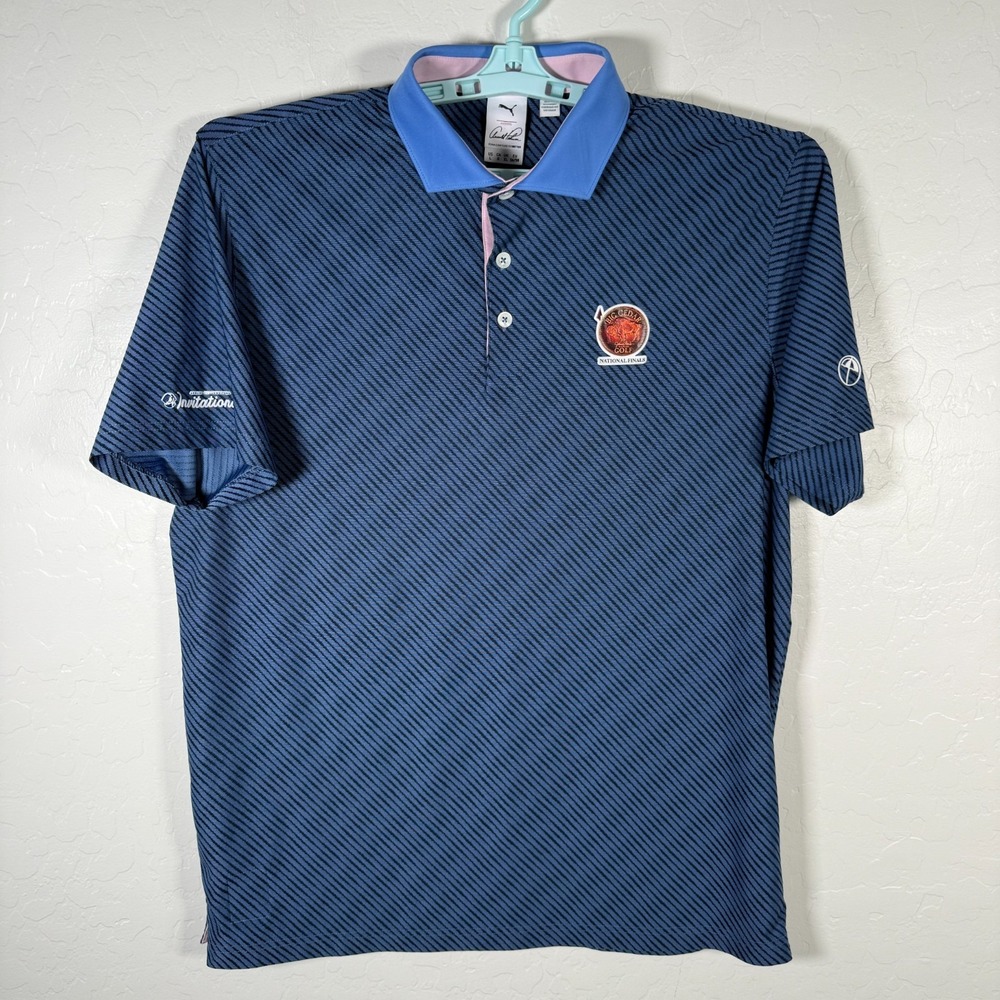 Puma Polo Shirt Mens Large Blue Golf Big Cedar Invitational Arnold Palmer